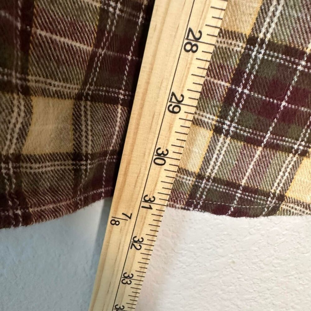 L.L. Bean Men's Flannel Shirt L Regular Brown Cream Earth Tone Plaid Button - Picture 5 of 6